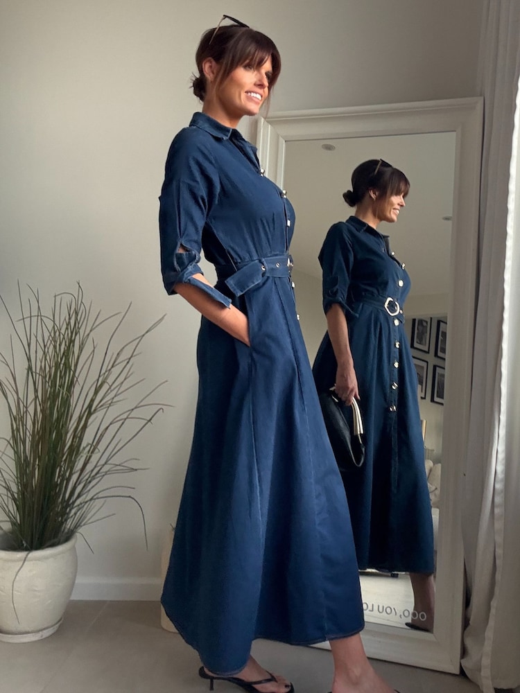 Style Cheat Blue Daphne Shirt Dress - Image 4 of 4