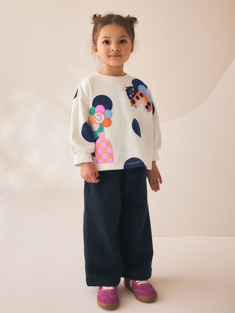 Cream/Navy Ladybird - Long Sleeve na T-Shirt (3mths-7yrs) - Larawan 2 ng 8