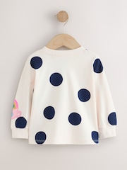 Cream/Navy Ladybird - Long Sleeve na T-Shirt (3mths-7yrs) - Larawan 6 ng 8