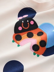 Cream/Navy Ladybird - Long Sleeve na T-Shirt (3mths-7yrs) - Larawan 7 ng 8