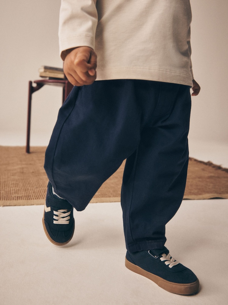 Navy Barrel Pull On Trousers (3mths-7yrs) - Image 1 of 7 Navy Barrel Pull On Trousers (3mths-7yrs) - Image 1 of 7
