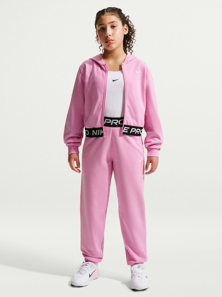Nike Pink Rise Pro Dri-FIT Cropped Fleece Hoodie - Image 1 of 5