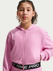 Nike Pink Rise Pro Dri-FIT Cropped Fleece Hoodie - Image 3 of 5