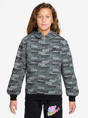 Nike Black Logo Printed Fleece Overhead Hoodie - Image 1 of 3