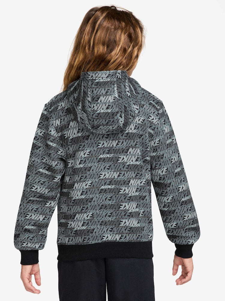 Nike Black Logo Printed Fleece Overhead Hoodie - Image 2 of 3 Nike Black Logo Printed Fleece Overhead Hoodie - Image 2 of 3
