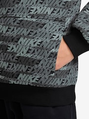 Nike Black Logo Printed Fleece Overhead Hoodie - Image 3 of 3