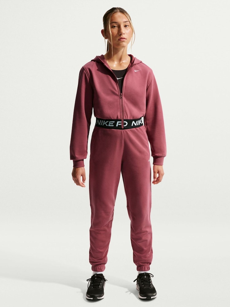 Nike Pink Smoke Pro Dri-FIT Cropped Fleece Hoodie - Image 1 of 5
