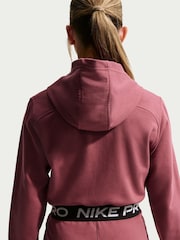 Nike Pink Smoke Pro Dri-FIT Cropped Fleece Hoodie - Image 4 of 5