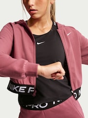 Nike Pink Smoke Pro Dri-FIT Cropped Fleece Hoodie - Image 5 of 5