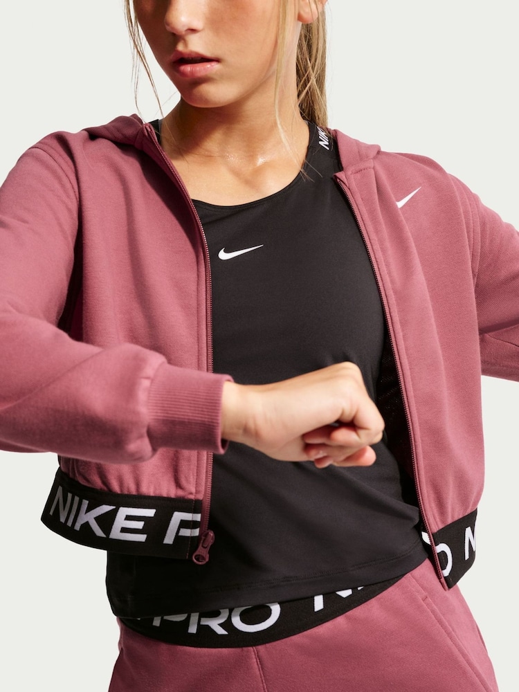 Nike Pink Smoke Pro Dri-FIT Cropped Fleece Hoodie - Image 5 of 5