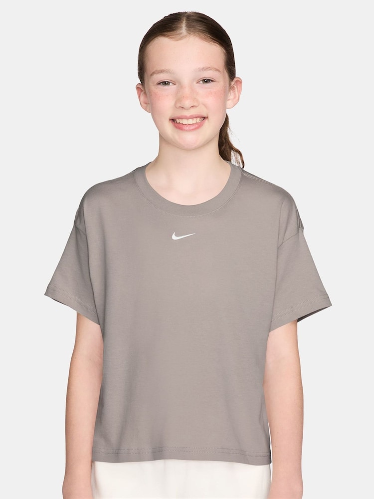 Nike Particle Grey Sportswear Boxy T-Shirt - Image 1 of 3 Nike Particle Grey Sportswear Boxy T-Shirt - Image 1 of 3