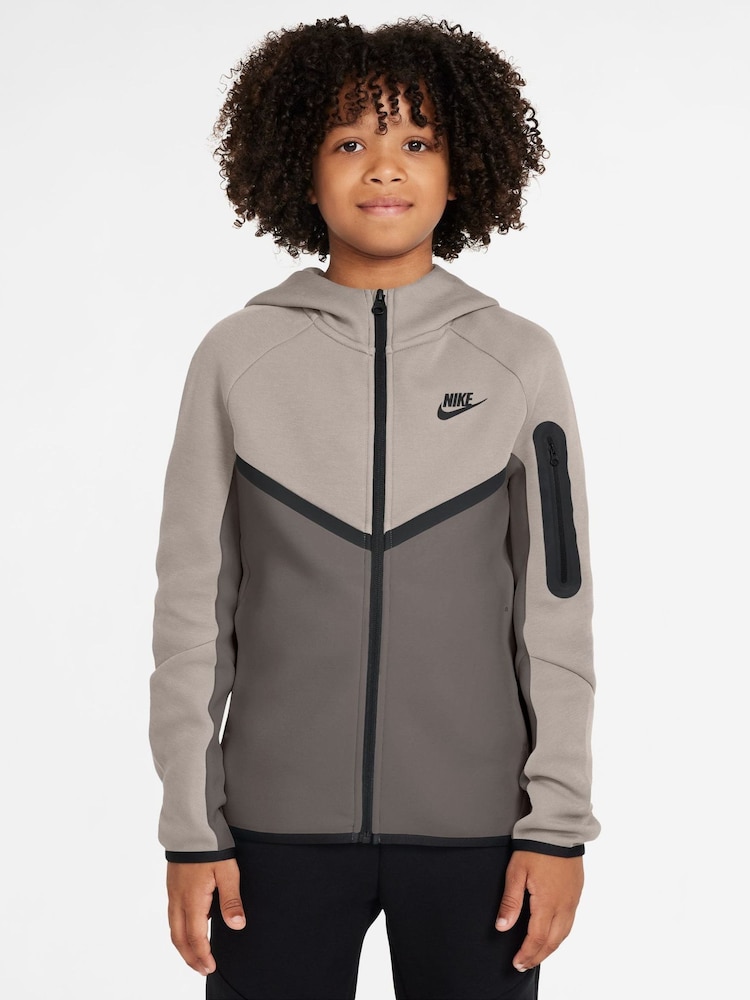 Nike Particle Grey Tech Fleece Zip Through Hoodie - Image 1 of 3 Nike Particle Grey Tech Fleece Zip Through Hoodie - Image 1 of 3
