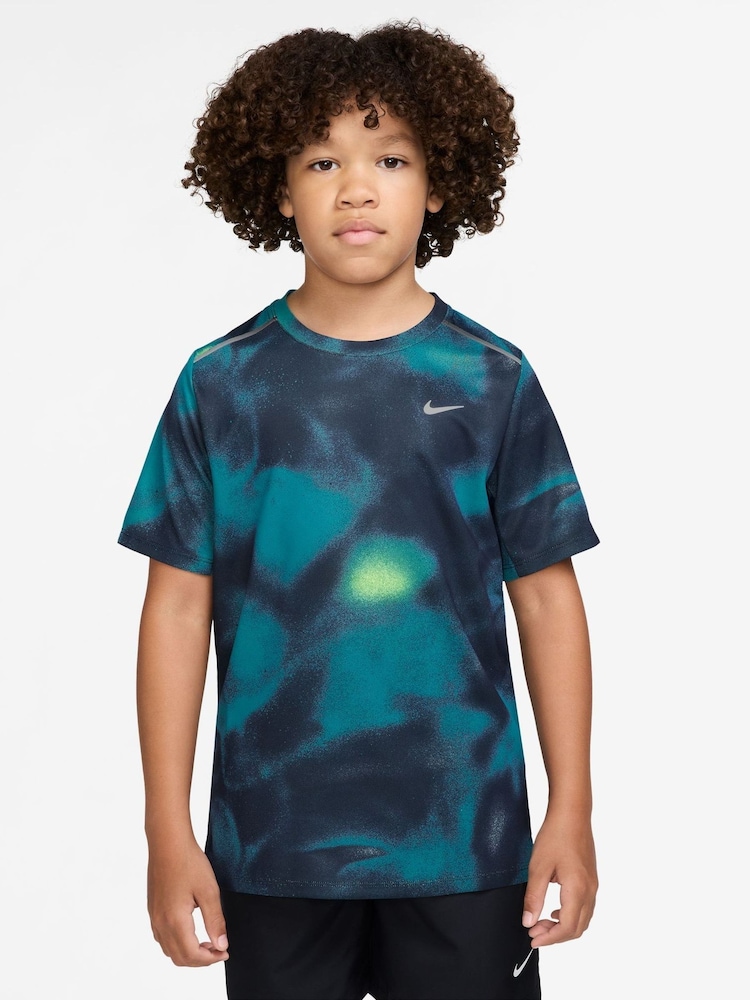 Nike Eclipse Blue DriFIT Miler Printed T-Shirt - Image 1 of 4