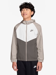 Nike Particle Grey Sportswear Windrunner Hooded Repel Jacket - Image 1 of 3
