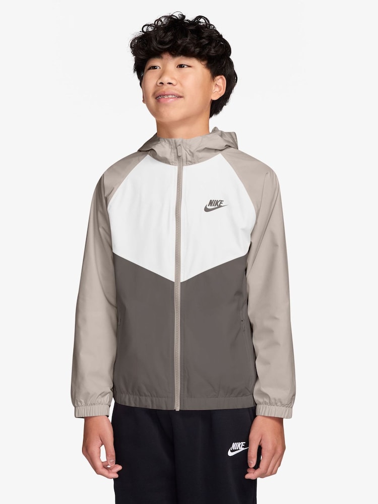 Nike Particle Grey Sportswear Windrunner Hooded Repel Jacket - Image 1 of 3