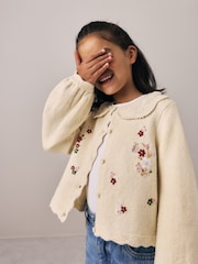 Laura Ashley Cream Embroided Knit Cardigan - Image 1 of 10
