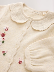 Laura Ashley Cream Embroided Knit Cardigan - Image 10 of 10