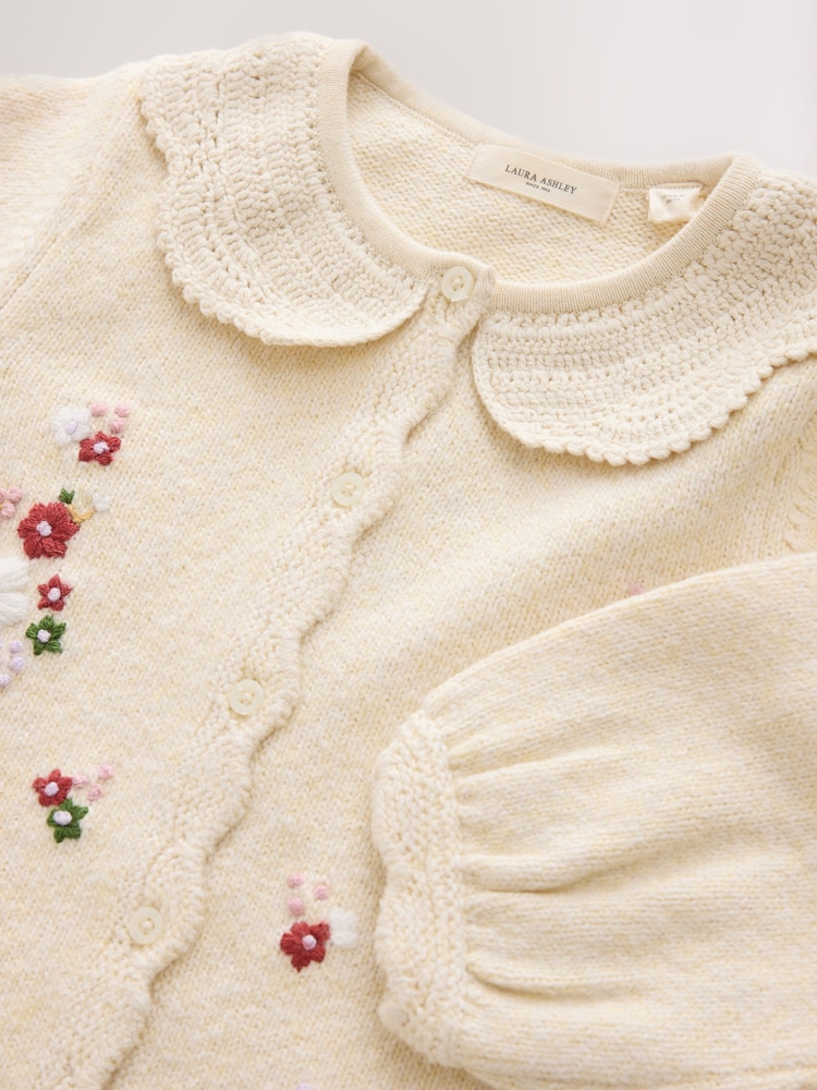 Laura Ashley Cream Embroided Knit Cardigan - Image 10 of 10