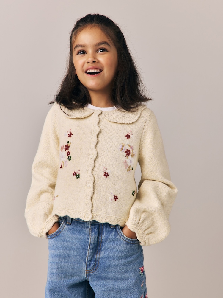 Laura Ashley Cream Embroided Knit Cardigan - Image 2 of 10