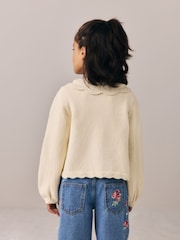 Laura Ashley Cream Embroided Knit Cardigan - Image 3 of 10