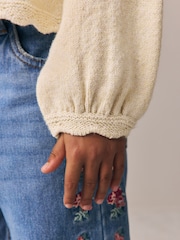 Laura Ashley Cream Embroided Knit Cardigan - Image 5 of 10