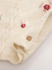 Laura Ashley Cream Embroided Knit Cardigan - Image 9 of 10