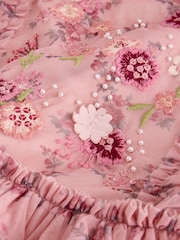 Laura Ashley Pink Embroided Mesh Tiered Floral Dress - Image 10 of 10