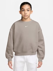 Nike Particle Grey Studio Fleece Oversized Boxy Sweatshirt - Image 1 of 3