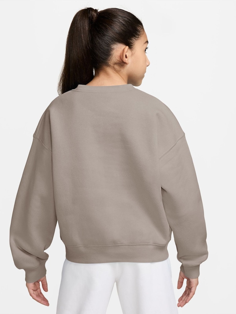 Nike Particle Grey Studio Fleece Oversized Boxy Sweatshirt - Image 2 of 3 Nike Particle Grey Studio Fleece Oversized Boxy Sweatshirt - Image 2 of 3