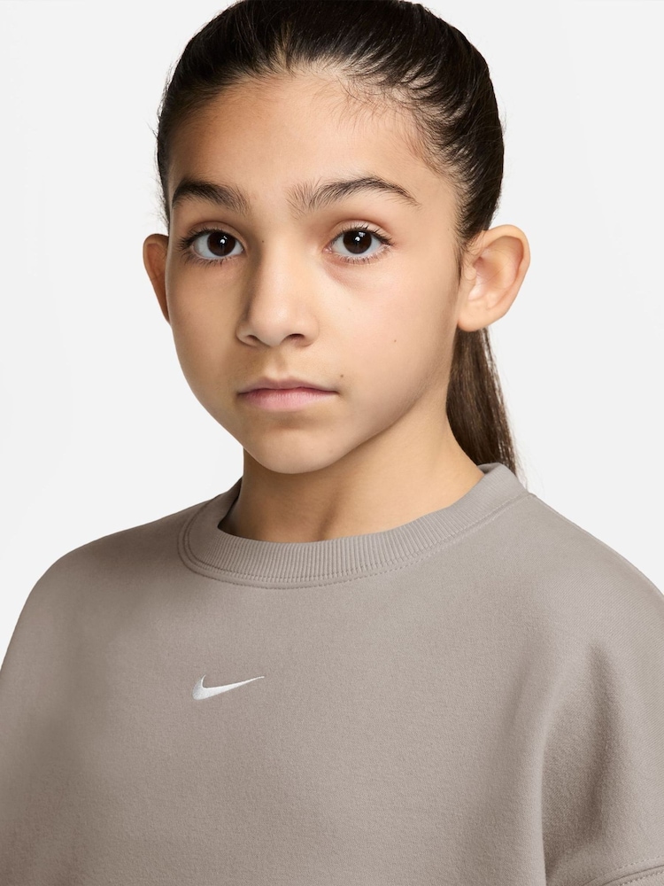 Nike Particle Grey Studio Fleece Oversized Boxy Sweatshirt - Image 3 of 3 Nike Particle Grey Studio Fleece Oversized Boxy Sweatshirt - Image 3 of 3