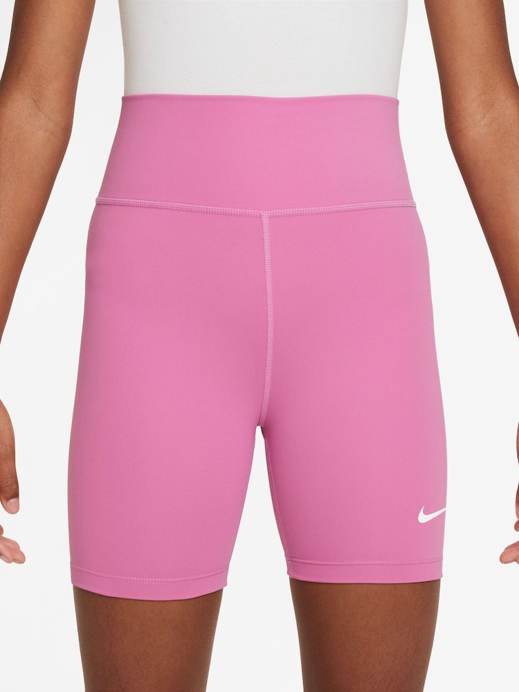 Nike Playful Pink Dri-FIT One 5 Inch Bike Shorts - Image 1 of 4 Nike Playful Pink Dri-FIT One 5 Inch Bike Shorts - Image 1 of 4
