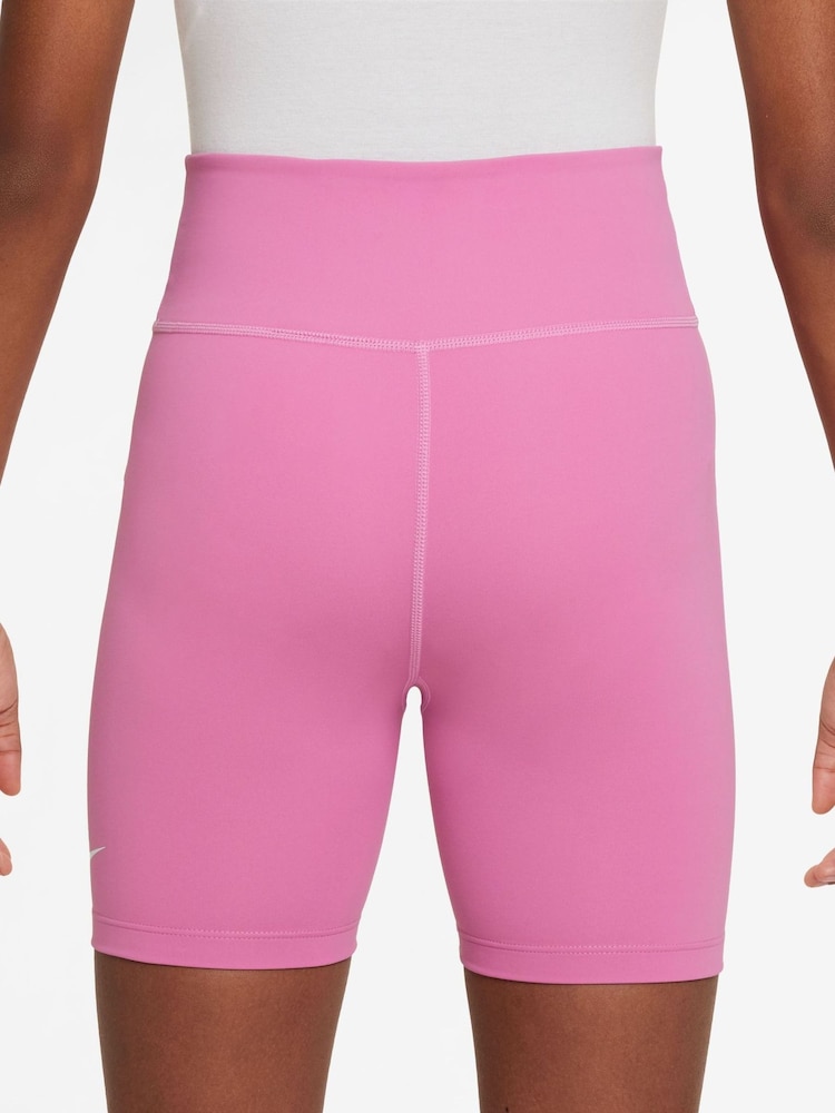 Nike Playful Pink Dri-FIT One 5 Inch Bike Shorts - Image 2 of 4 Nike Playful Pink Dri-FIT One 5 Inch Bike Shorts - Image 2 of 4