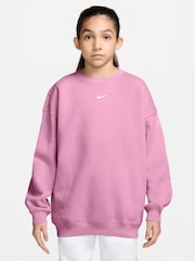 Nike Pink Rise Studio Fleece Oversized Crew Sweatshirt - Image 1 of 3