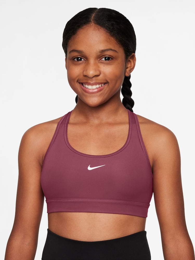 Nike Pink Smoke Dri-FIT Swoosh Support Bra - Image 1 of 3 Nike Pink Smoke Dri-FIT Swoosh Support Bra - Image 1 of 3