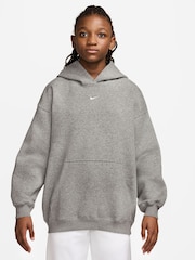 Nike Grey Heather Studio Fleece Oversized Overhead Hoodie - Image 1 of 3