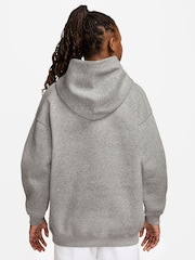 Nike Grey Heather Studio Fleece Oversized Overhead Hoodie - Image 2 of 3