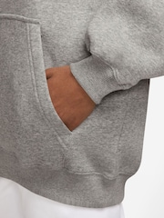 Nike Grey Heather Studio Fleece Oversized Overhead Hoodie - Image 3 of 3