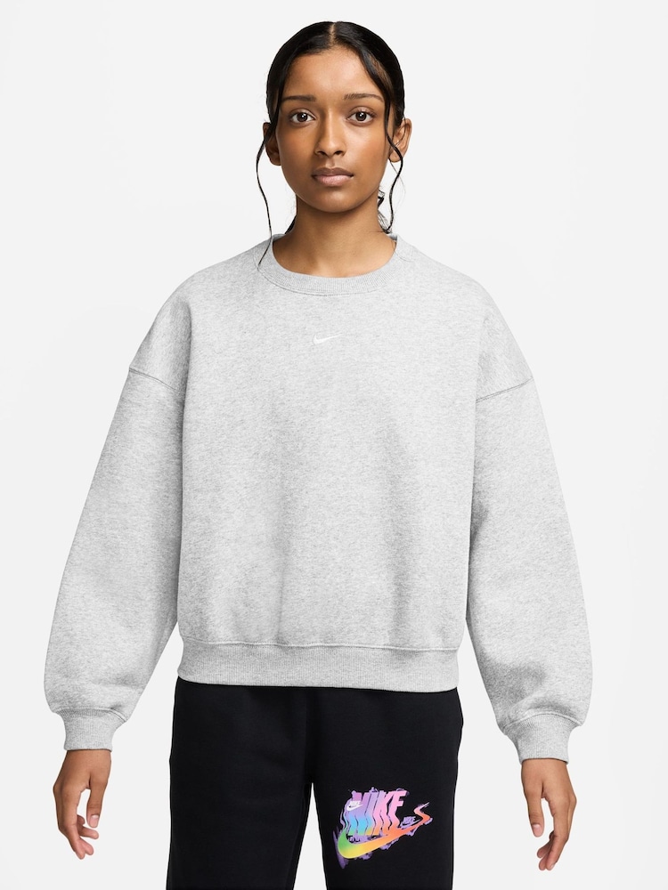 Nike Birch White Studio Fleece Oversized Boxy Sweatshirt - Image 1 of 3 Nike Birch White Studio Fleece Oversized Boxy Sweatshirt - Image 1 of 3