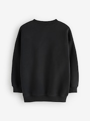Nike Black Leopard Print Studio Fleece Oversized Crew Neck Sweatshirt - Image 5 of 7