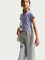 Nike Grey Heather Studio Fleece Wide Leg Joggers - Image 5 of 5