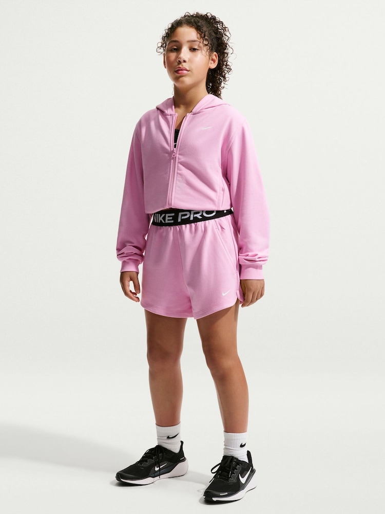 Nike Pink Rise Pro Dri-FIT Fleece Shorts - Image 1 of 5 Nike Pink Rise Pro Dri-FIT Fleece Shorts - Image 1 of 5