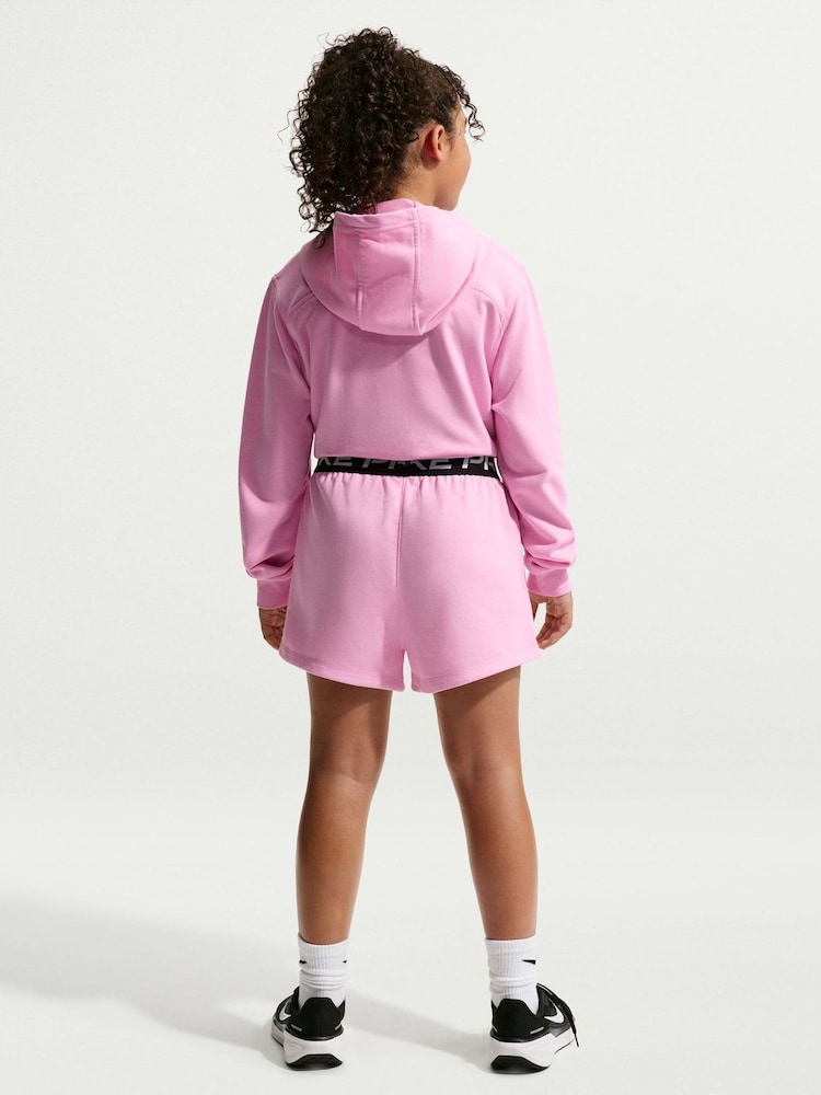 Nike Pink Rise Pro Dri-FIT Fleece Shorts - Image 2 of 5 Nike Pink Rise Pro Dri-FIT Fleece Shorts - Image 2 of 5