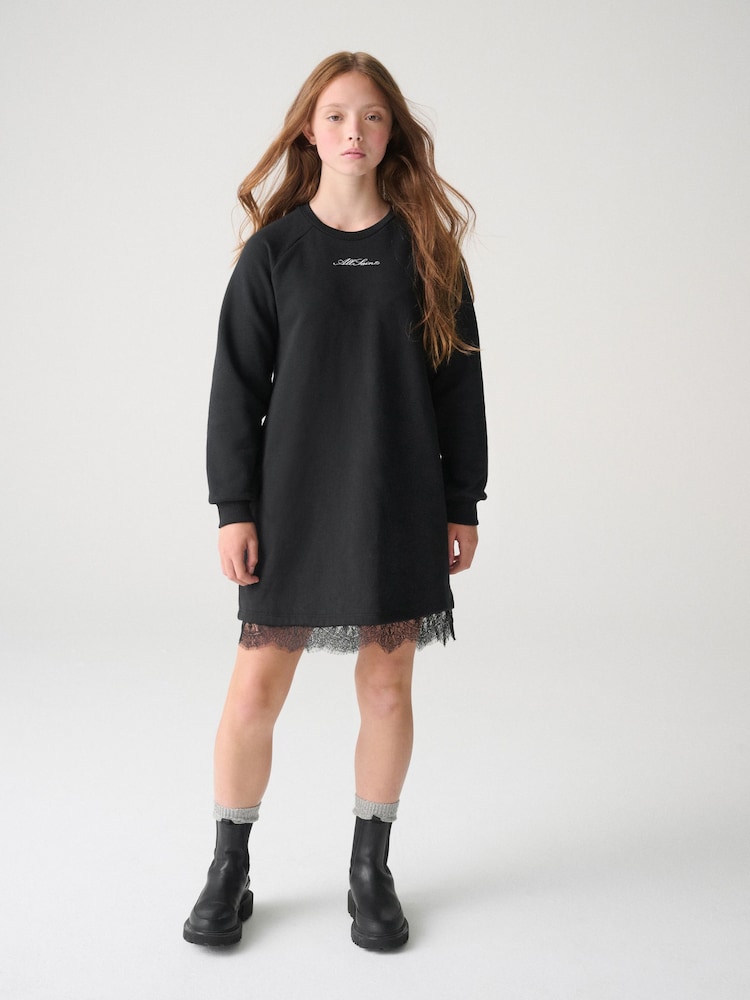 Schwarz - smALLSAINTS Lee Lace Sweatkleid - Bild 1 von 10
