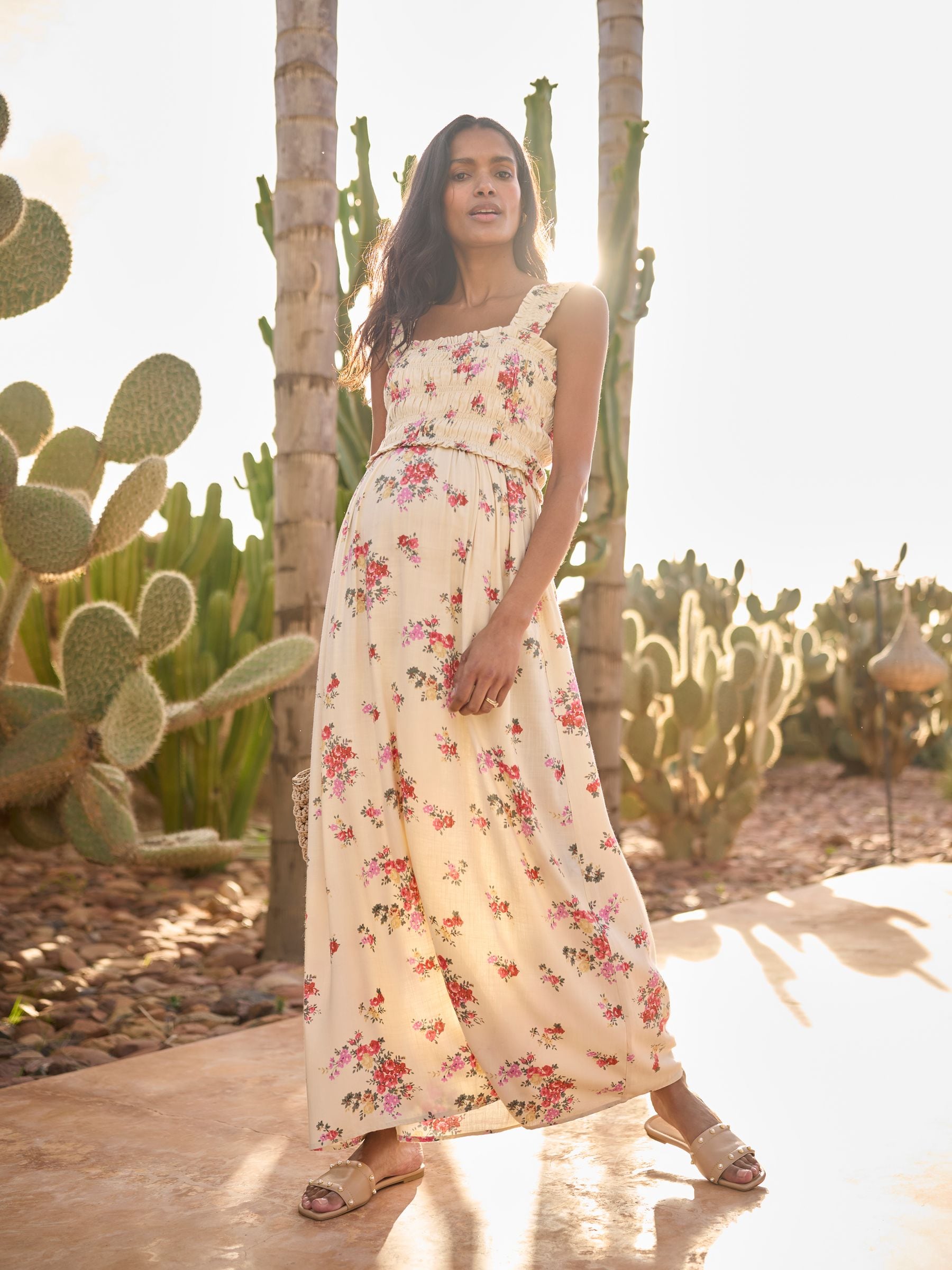 Buy Seraphine Ecru Floral Linen Blend Maternity & Nursing Vintage Floral Maxi Dress from Next USA