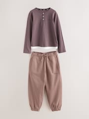 smALLSAINTS Purple Script Henley Top and Joggers Set - Image 1 of 6