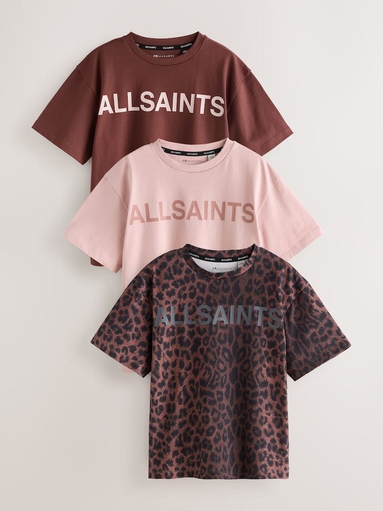 smALLSAINTS Leopard Oversized Girls Logo T-Shirts 3 Pack - Image 1 of 9