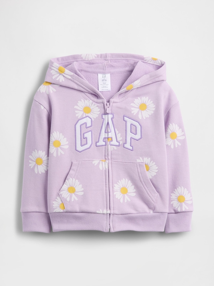 Purpuriu margarete - Gap Relaxed Logo French Terry Zip Hoodie (6mths-5yrs) - Imaginea 1 din 3