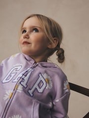 Violet marguerite - Gap Relaxed Logo French terry Sweat-shirt à capuche zippé (6mois-5ans) - Image 4 sur 7