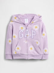 Violet marguerite - Gap Relaxed Logo French terry Sweat-shirt à capuche zippé (6mois-5ans) - Image 5 sur 7