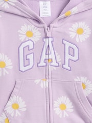 Violet marguerite - Gap Relaxed Logo French terry Sweat-shirt à capuche zippé (6mois-5ans) - Image 7 sur 7